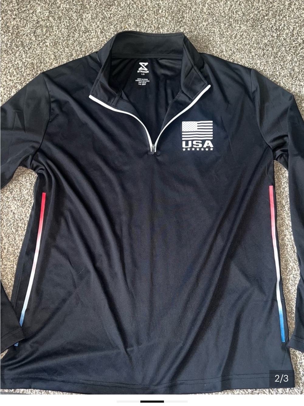 Black Jacket with White Trim and USA Chest Print